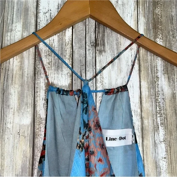 Line + Dot Blue Floral Open Shoulder Blouse - Picture 4 of 5